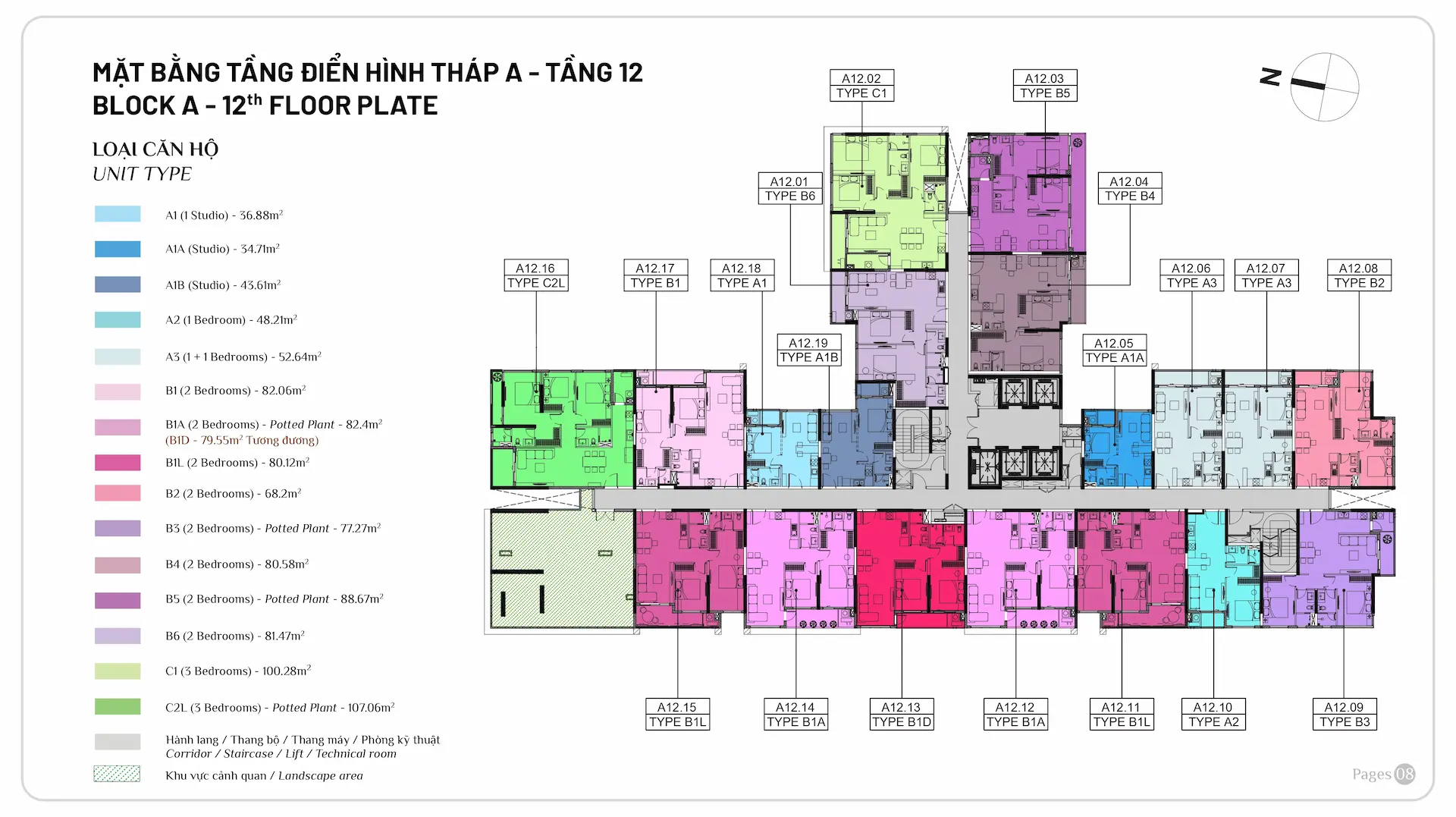 mặt bằng tầng elysian gamuda land tháp a tầng 12