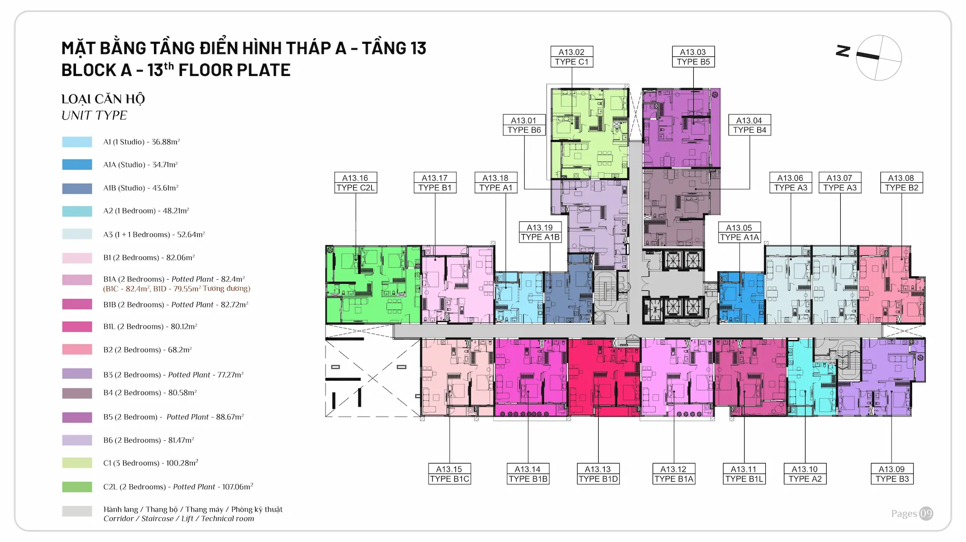 mặt bằng tầng elysian gamuda land tháp a tầng 13