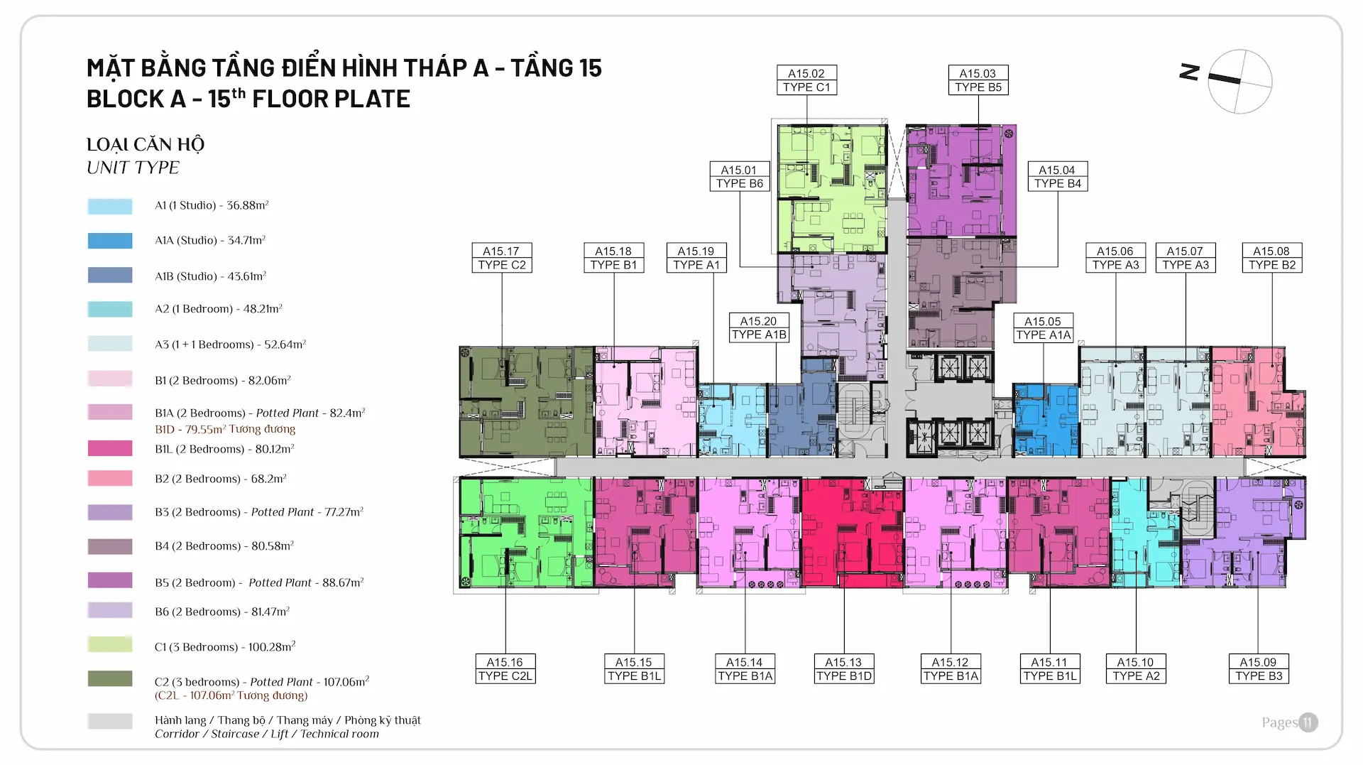mặt bằng tầng elysian gamuda land tháp a tầng 15
