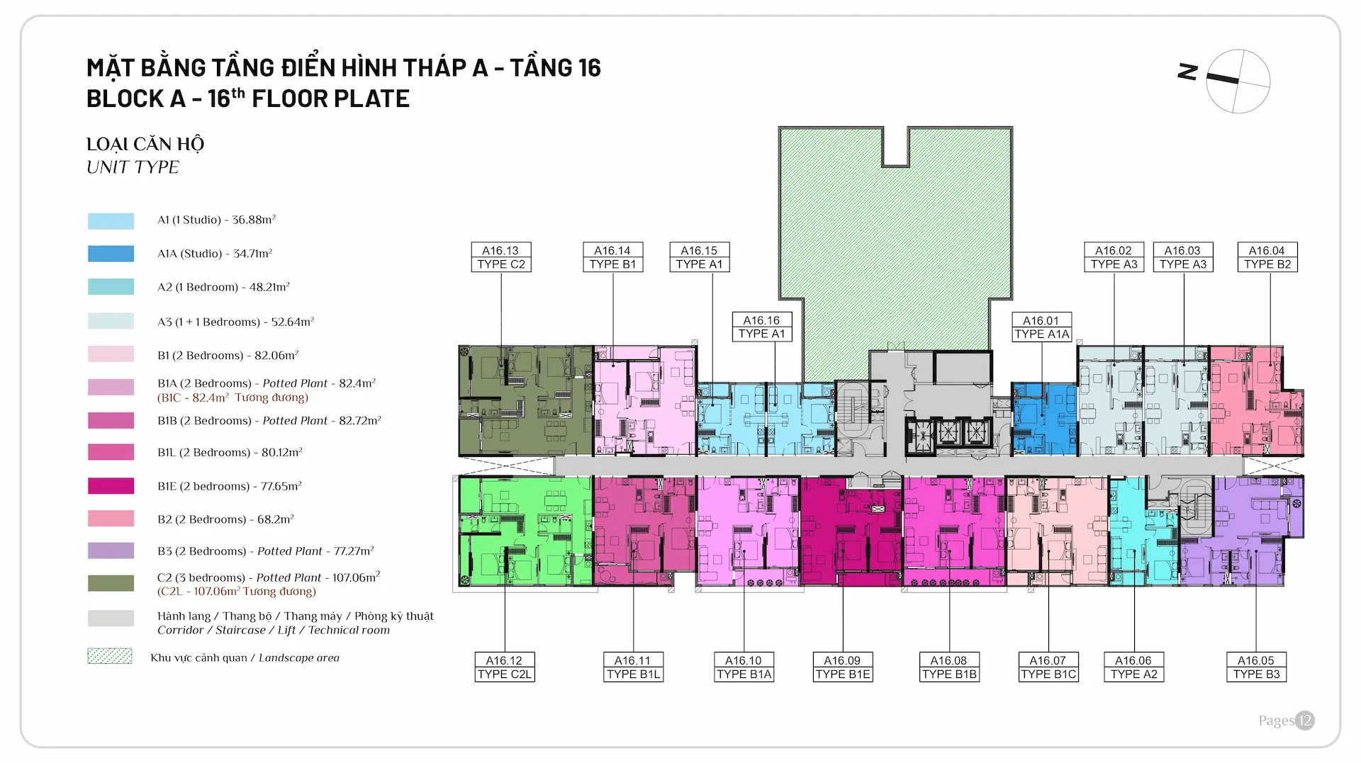 mặt bằng tầng elysian gamuda land tháp a tầng 16