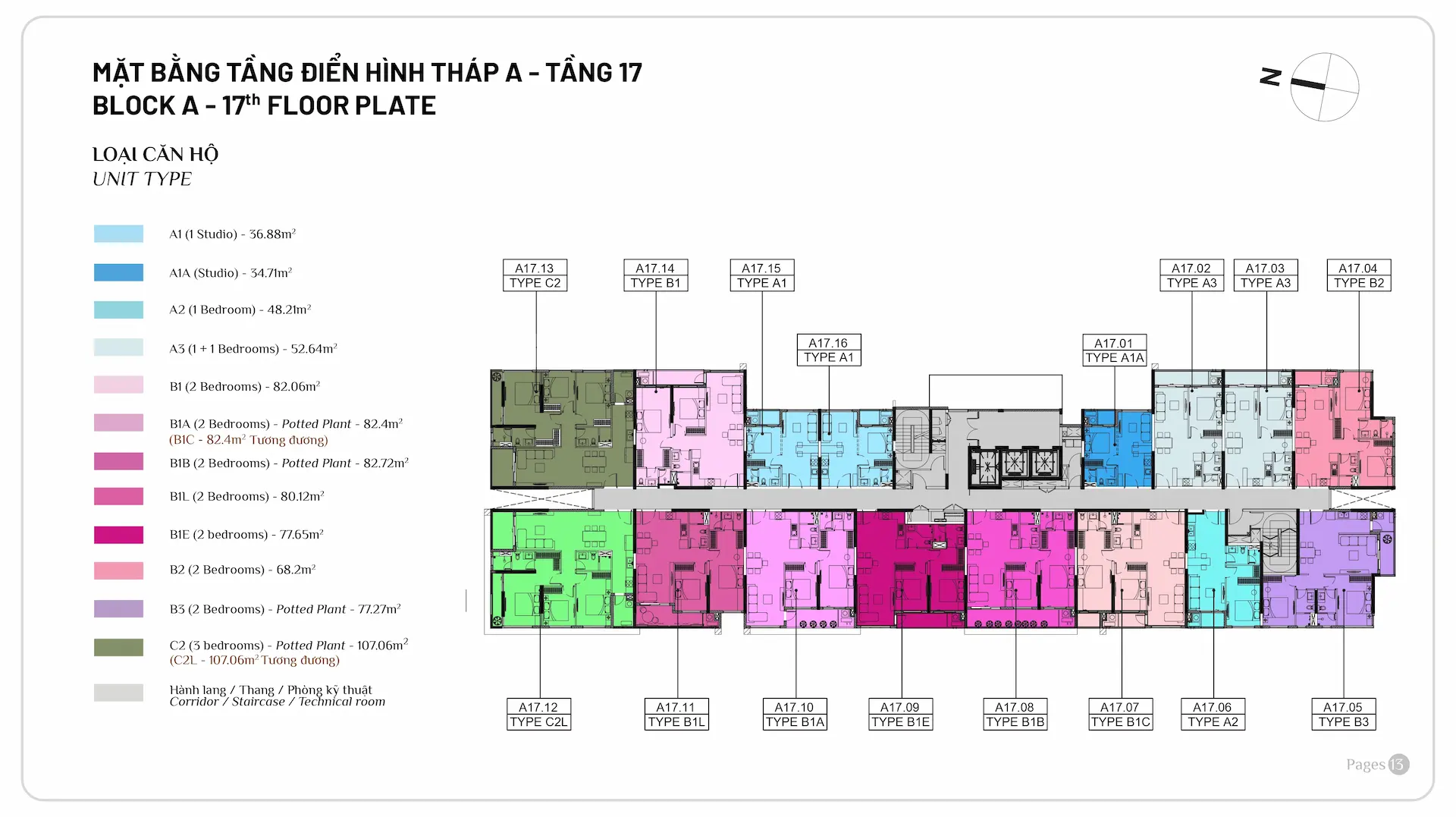 mặt bằng tầng elysian gamuda land tháp a tầng 17