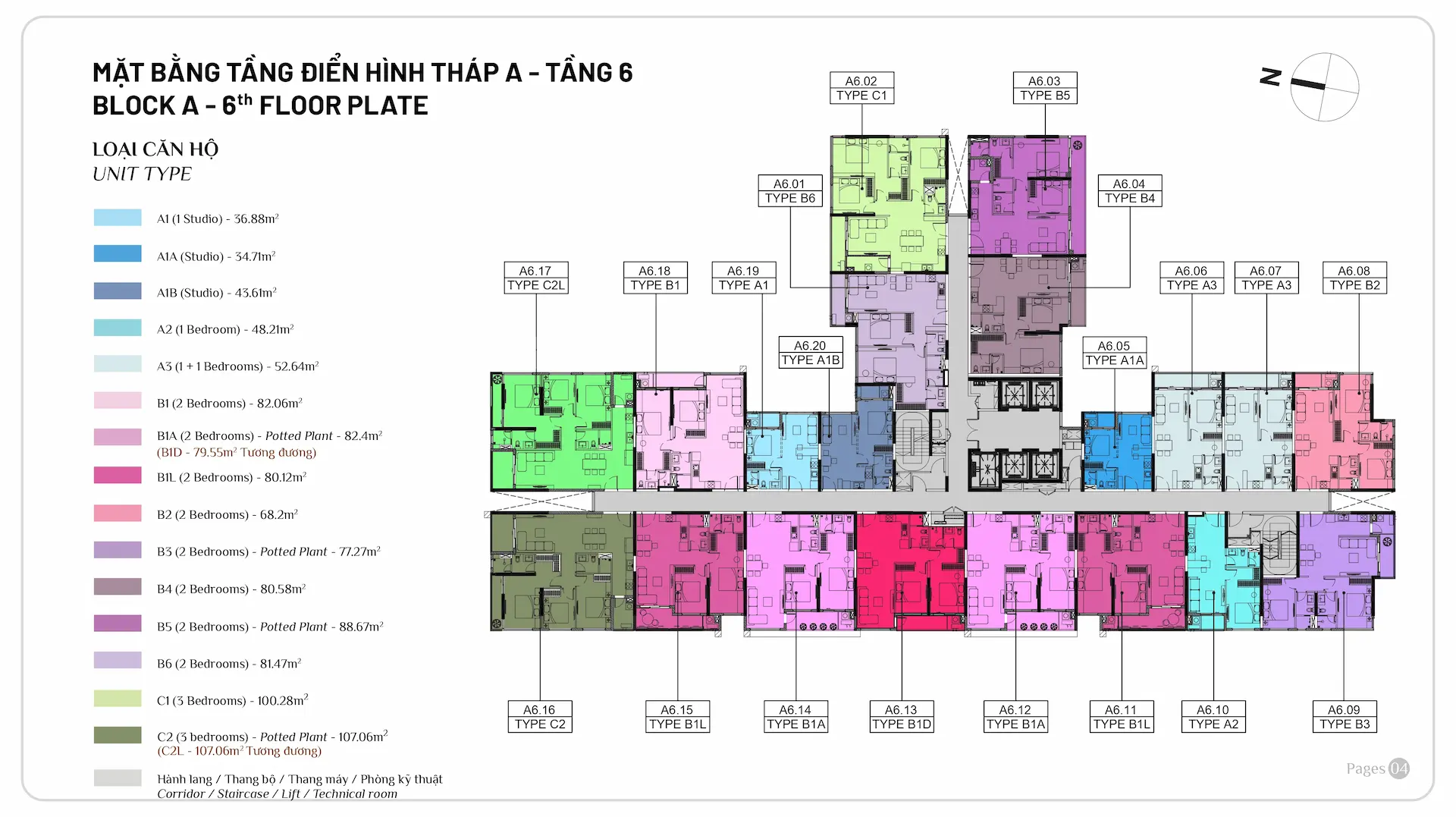 mặt bằng tầng elysian gamuda land tháp a tầng 6