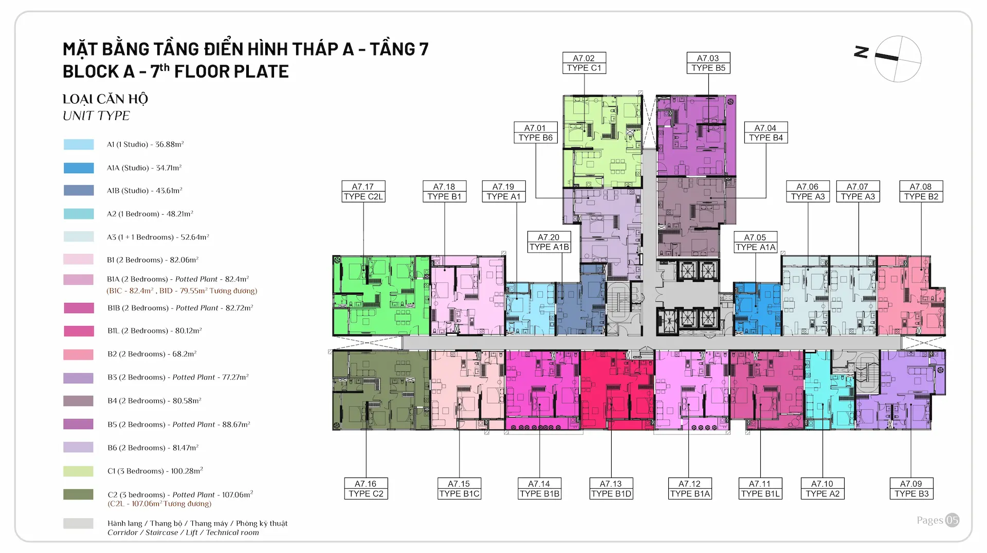 mặt bằng tầng elysian gamuda land tháp a tầng 7