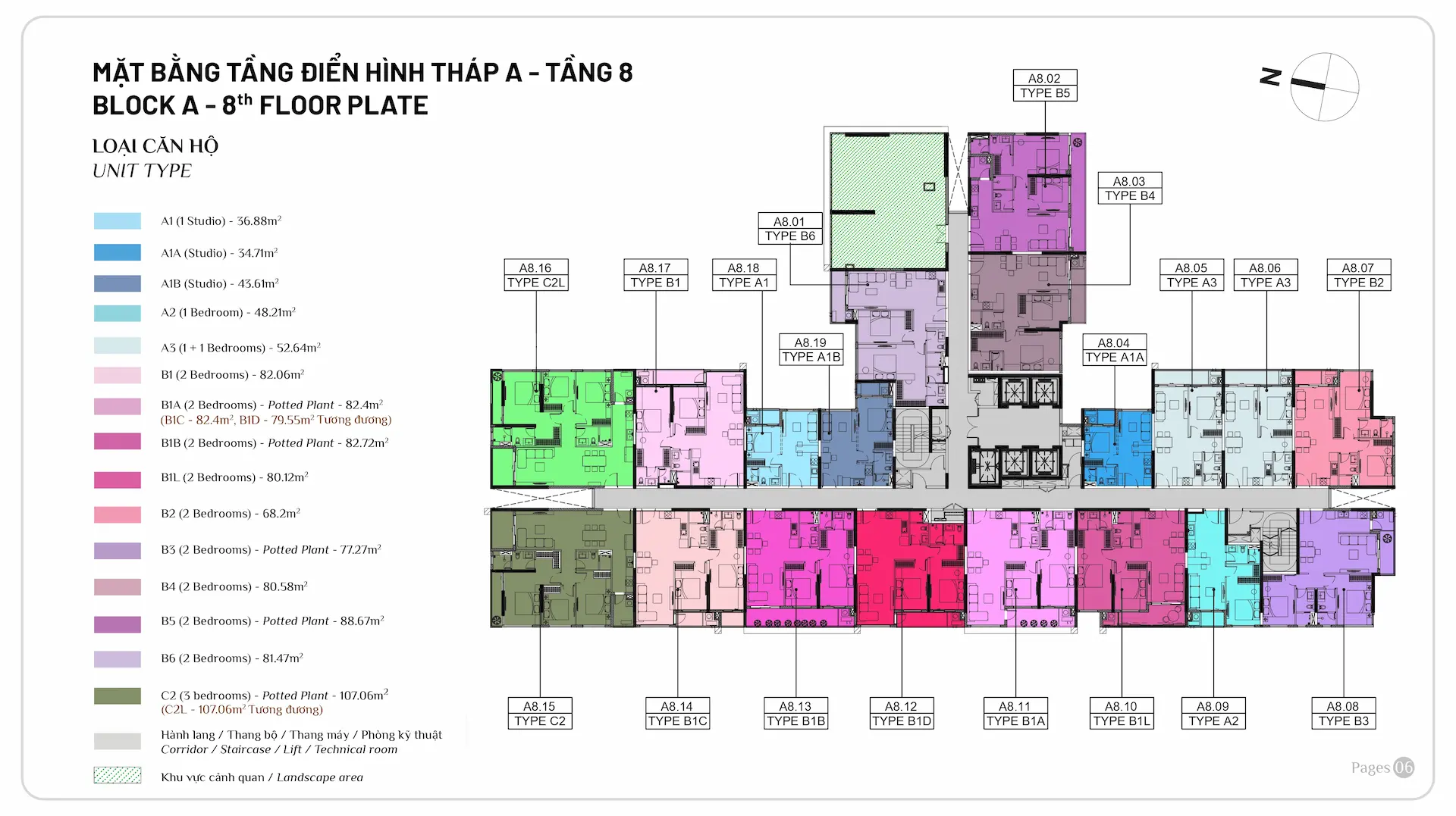 mặt bằng tầng elysian gamuda land tháp a tầng 8